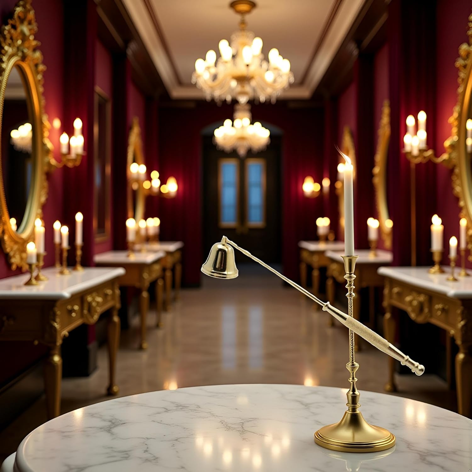 Gold Metal Candle Snuffer with Long Handle 1