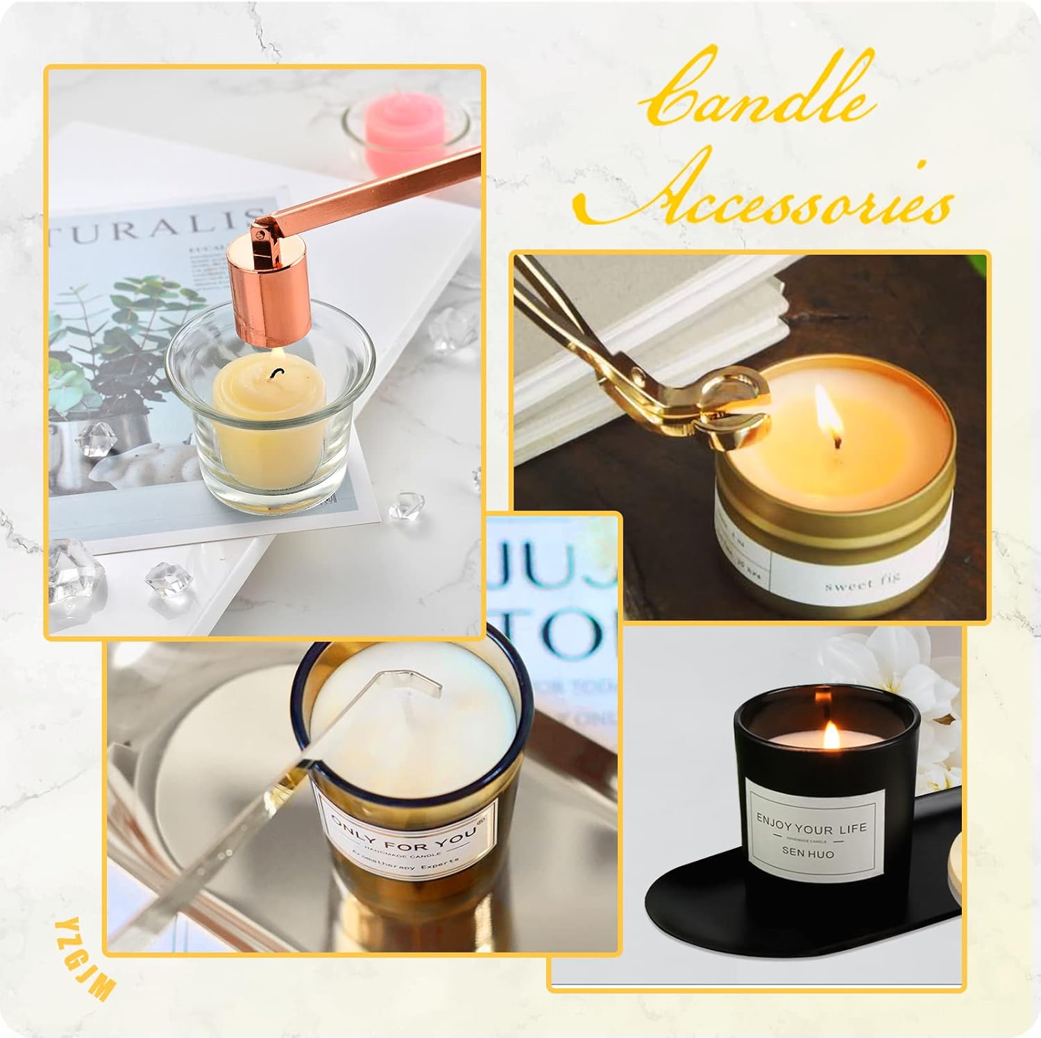 YZGJM Exquisite Candle Tool Kit with Lighter and Trimmer