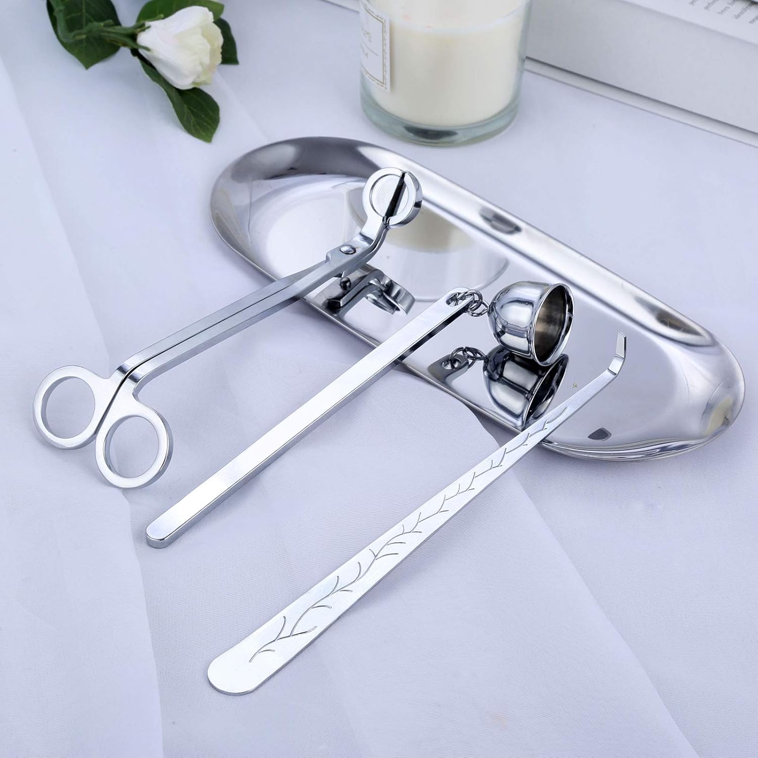 MUXSAM 4 in 1 Candle Care Accessory Set with Storage Tray