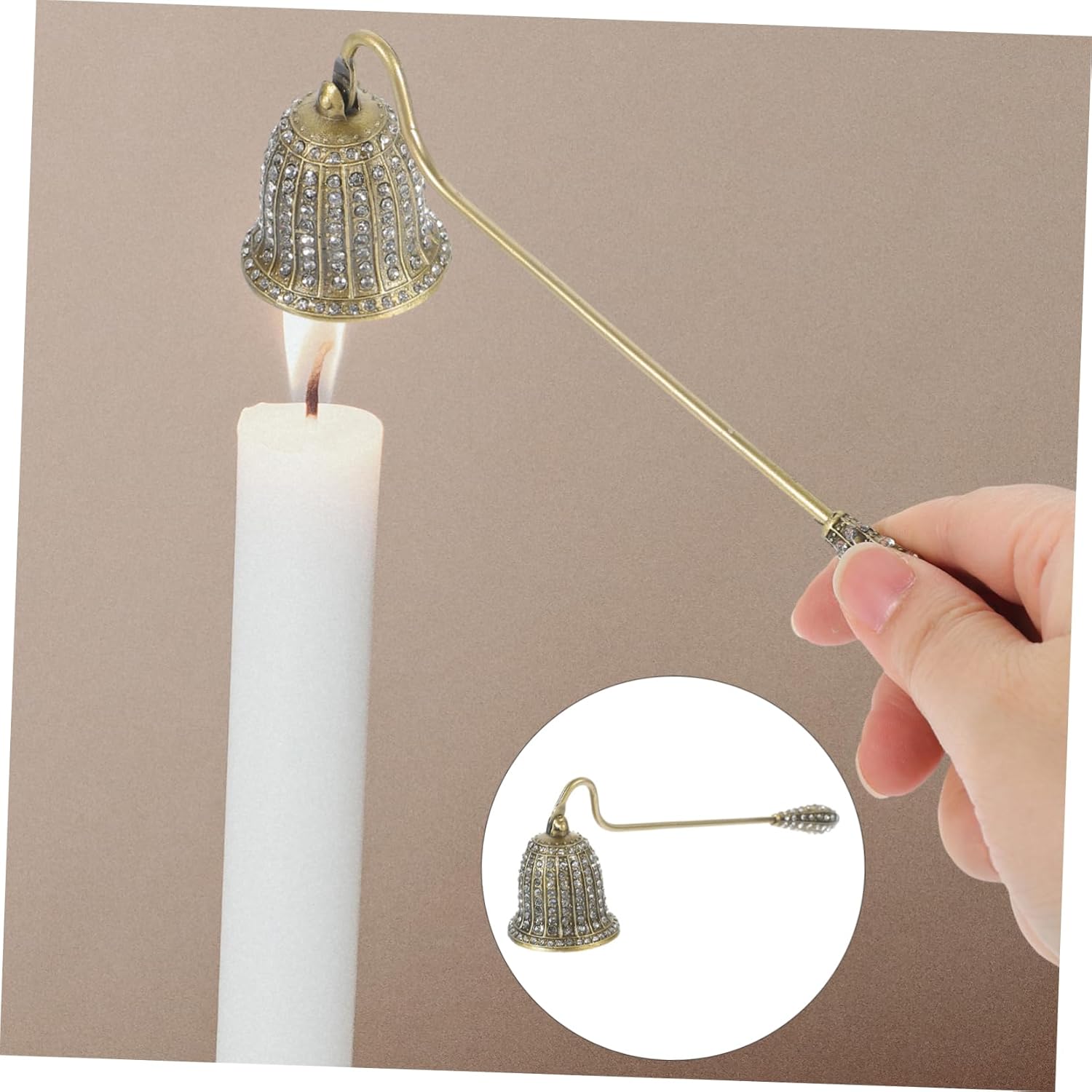 Unique Vintage Candle Snuffer with Rhinestone Inlay