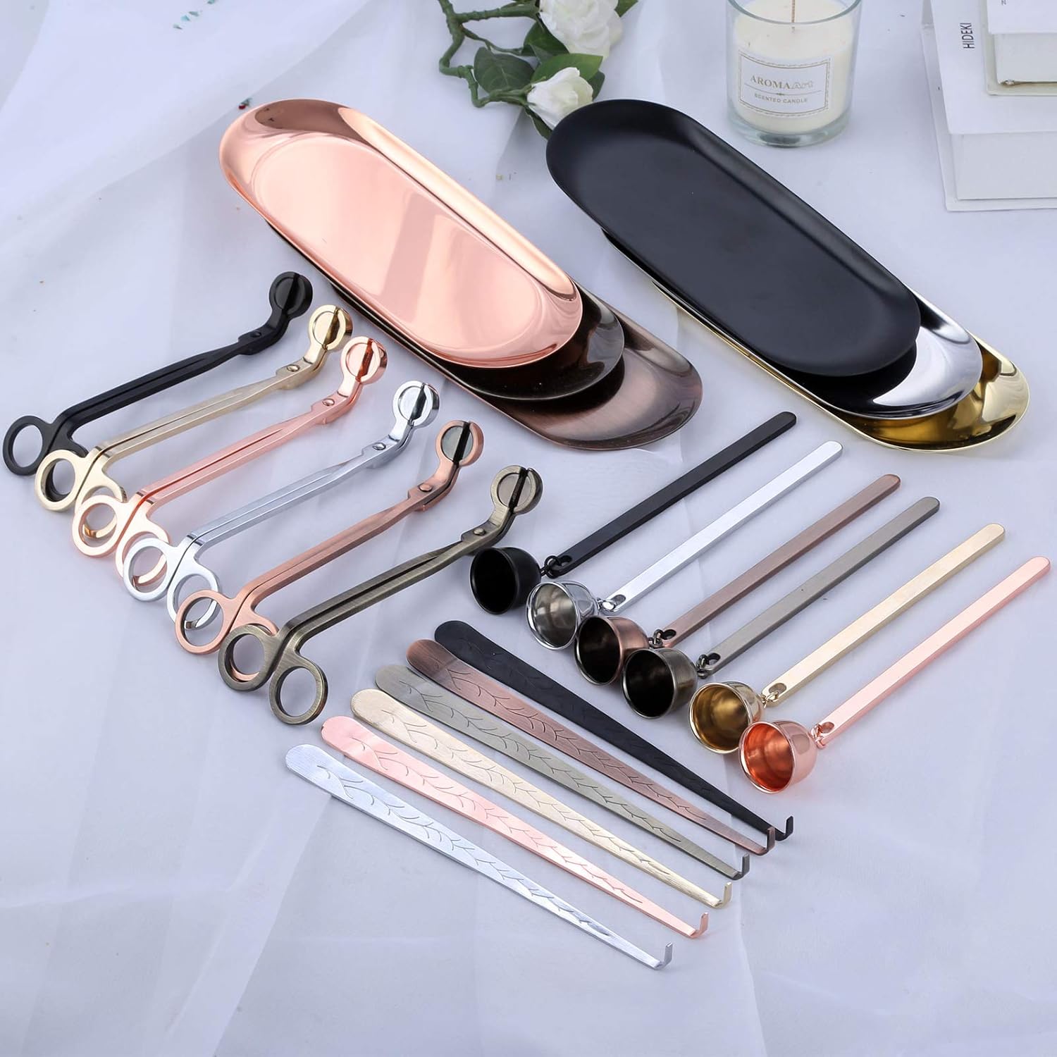 MUXSAM 4 in 1 Candle Care Accessory Set with Storage Tray
