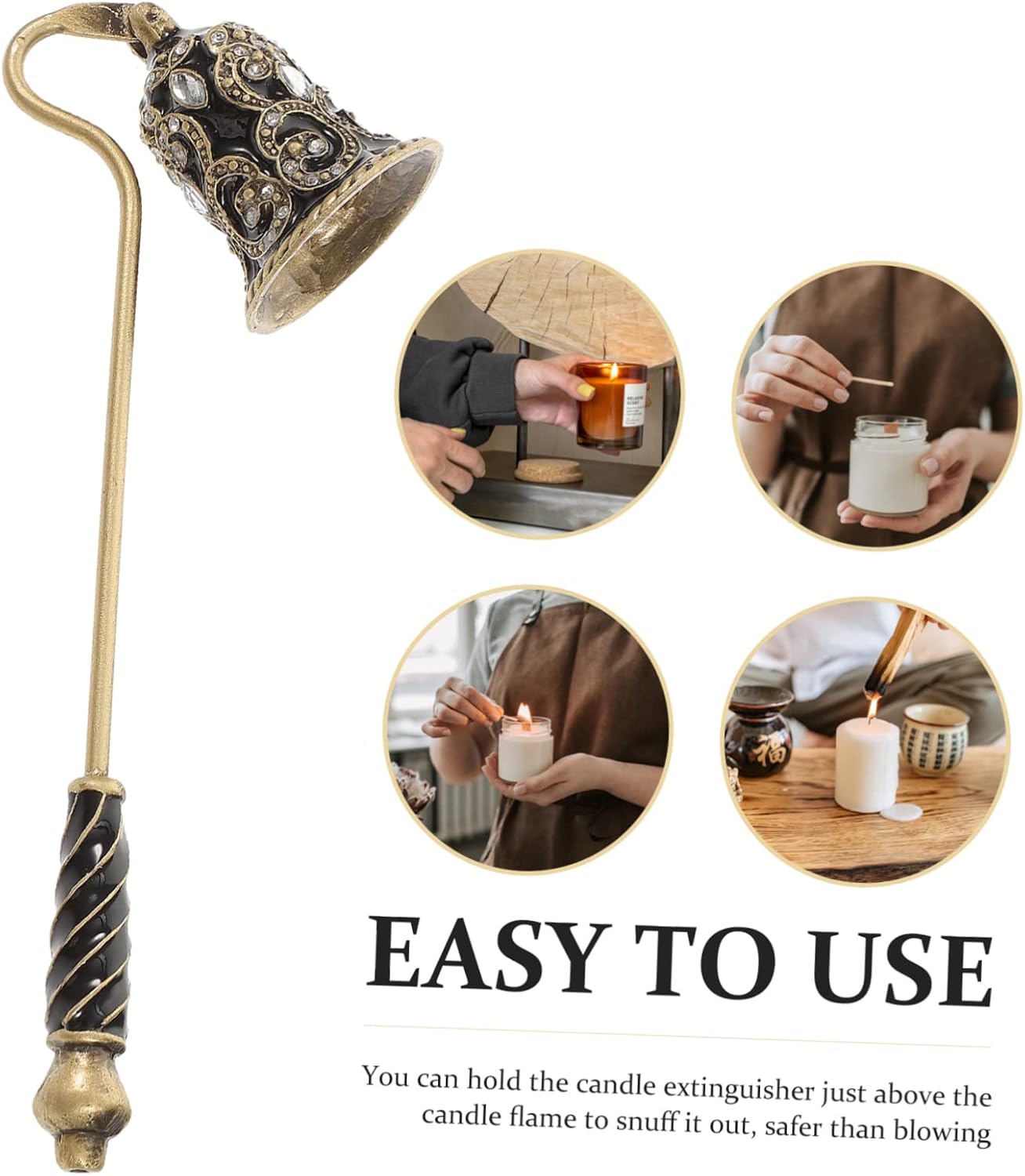 ERINGOGO Flower Design Candle Snuffer with Rhinestones Portable Extinguisher Tool