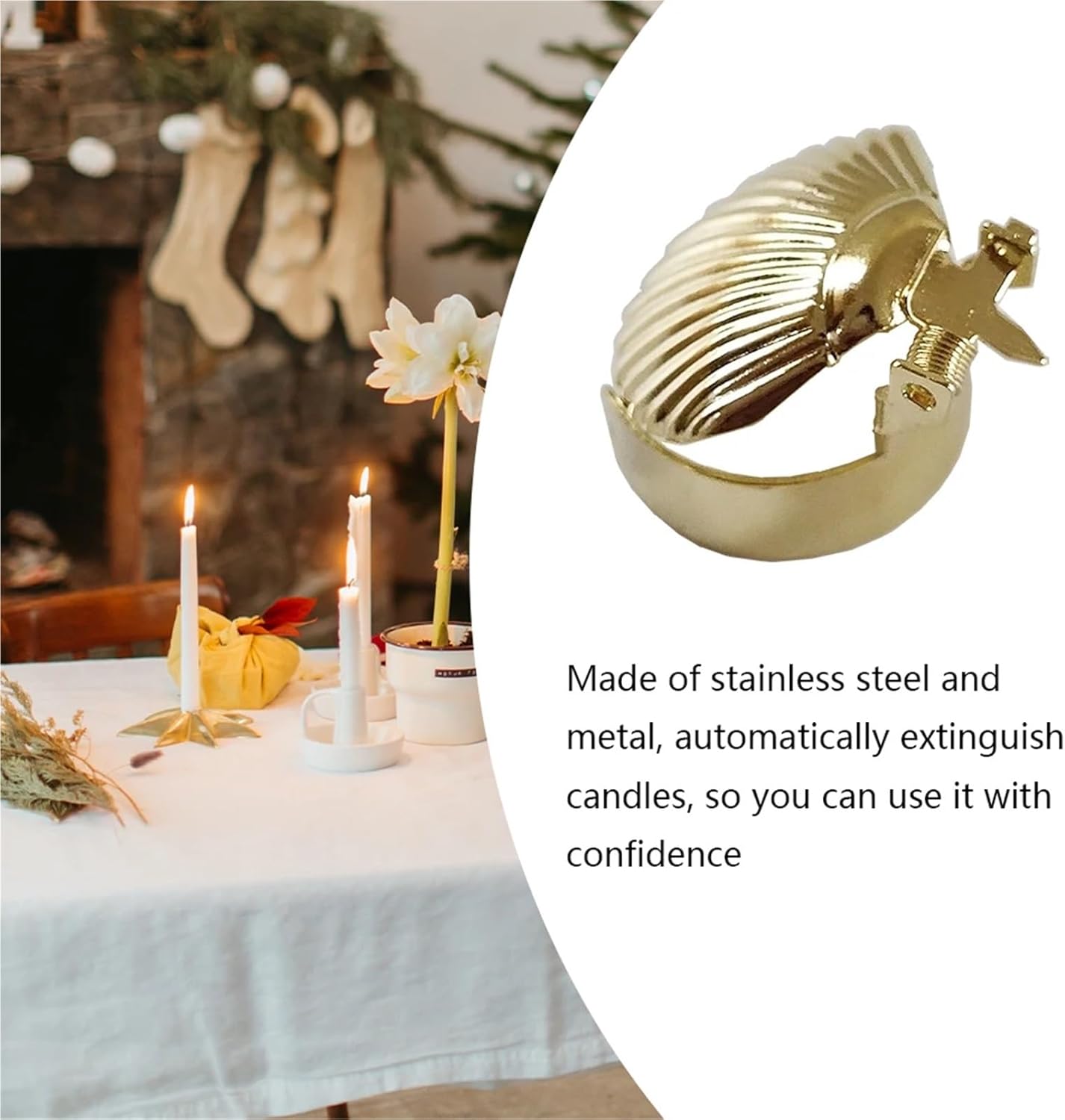 8Pcs Gold Candle Snuffer with Flame Extinguishing Clips