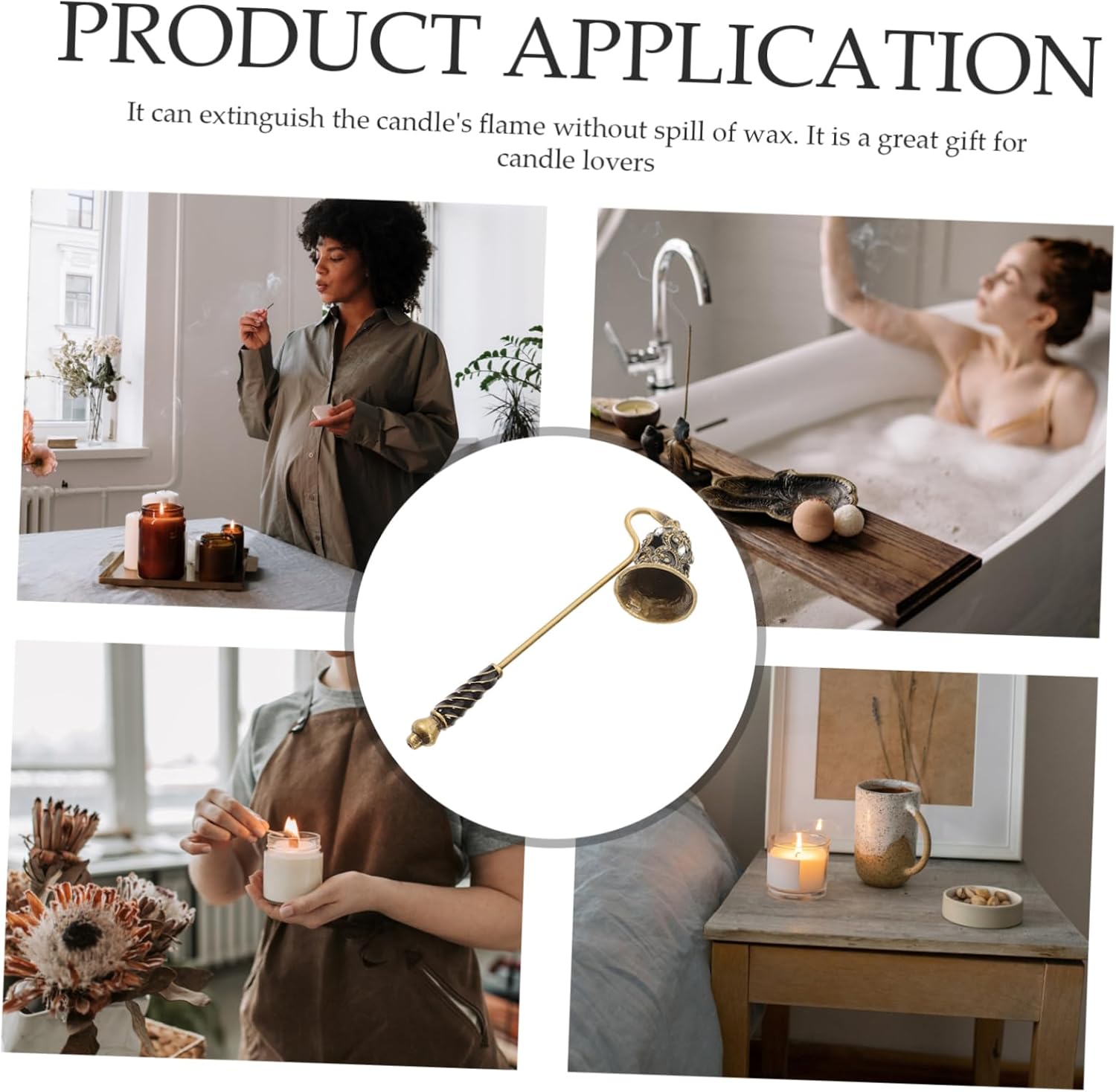 Zerodeko Flower Design Candle Snuffer with Long Handle