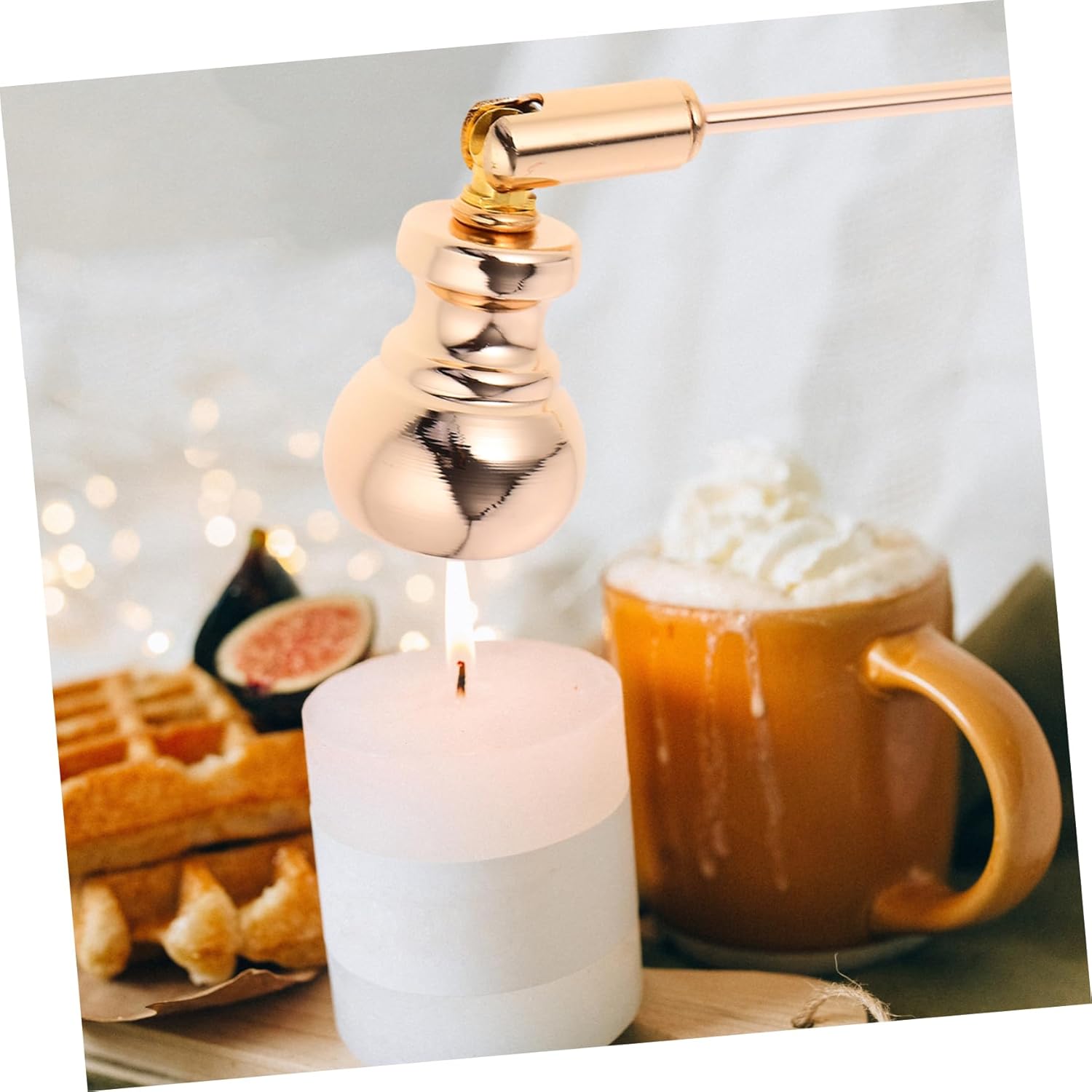 1pc Gourd Shape Gold Candle Snuffer with Long Handle