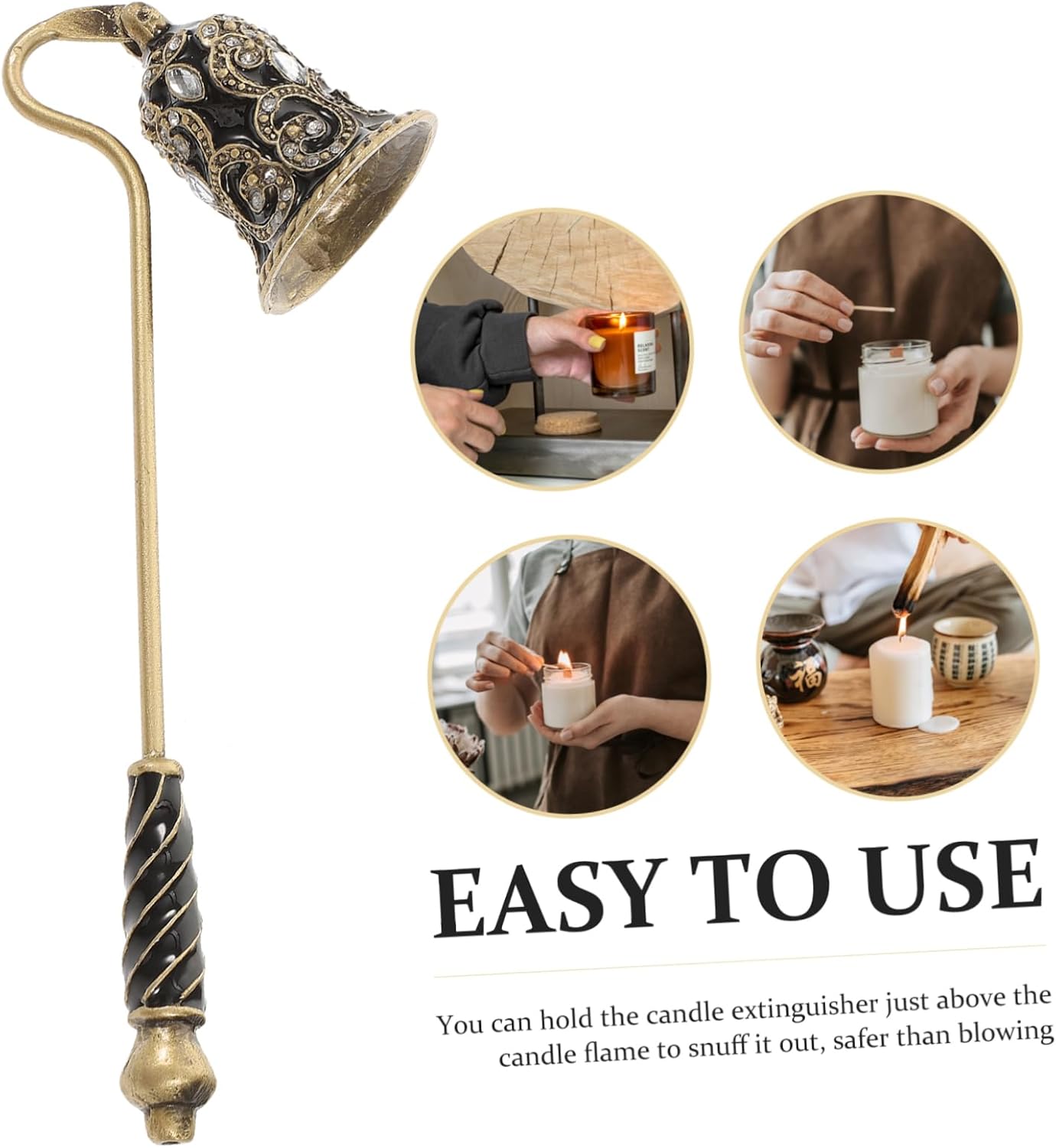 Portable Candle Snuffer Tool with Wide Head