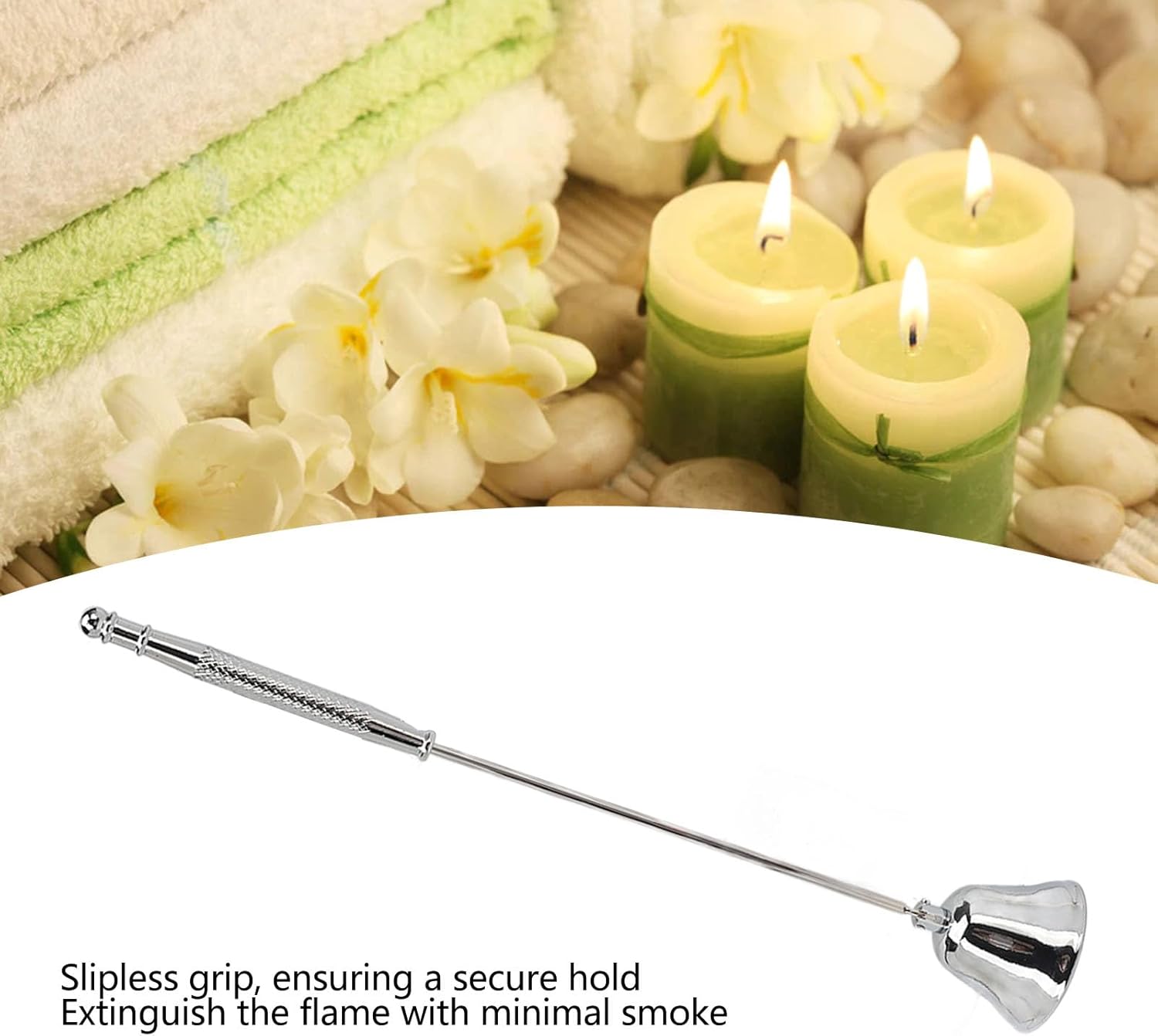 ZJchao Stainless Steel Candle Snuffer with Long Handle - Smokeless and Safe