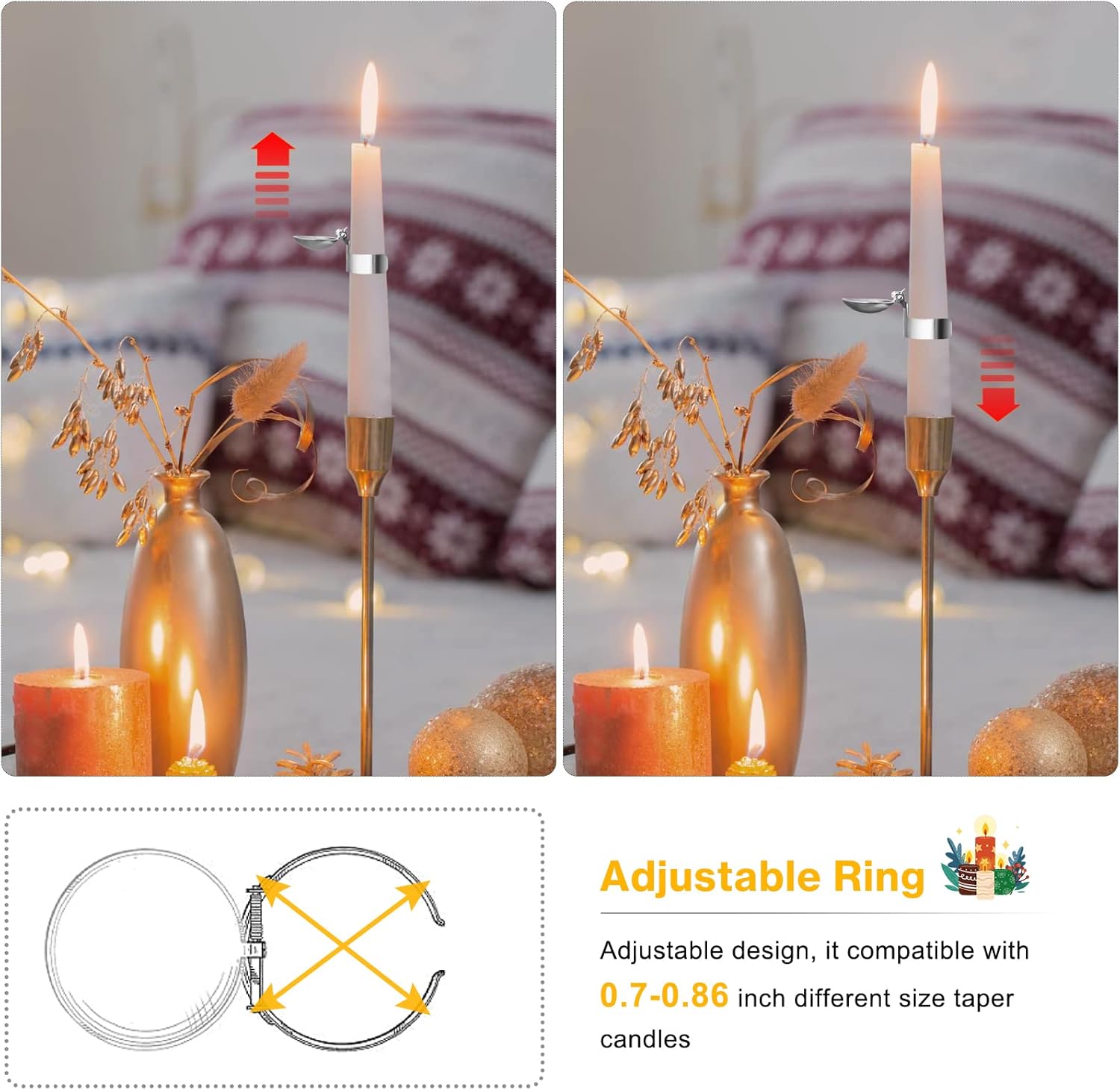LILANGLI Automatic Candle Snuffer Set 8 Pcs Silver