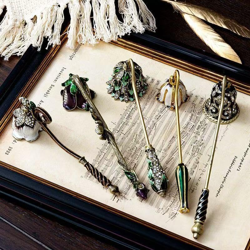 Decorative Bell Candle Snuffers Set with Crystal Rhinestone Embellishments
