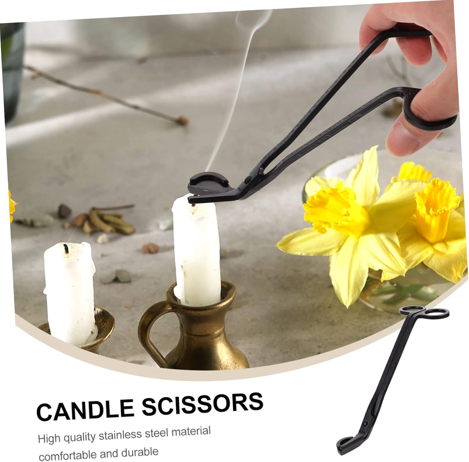 STOBAZA 3pcs Stainless Steel Candle Snuffer and Wick Trimmer Set Black Finish