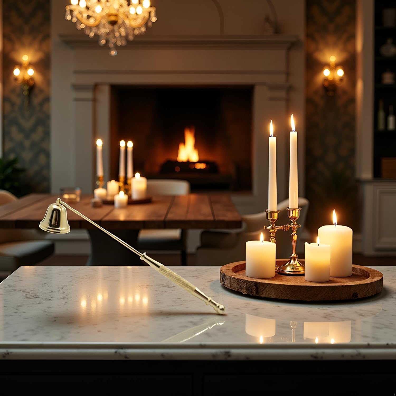 Elegant Gold Metal Candle Snuffer with Long Handle 1