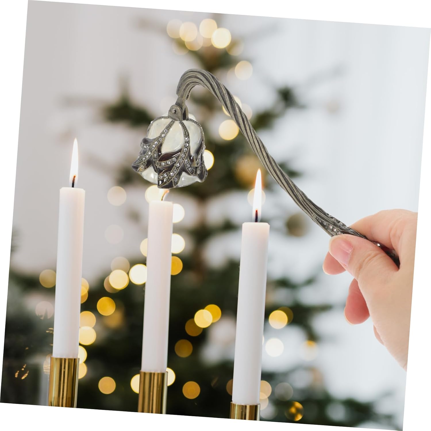 Retro Tulip Candle Snuffer with Rhinestone Design
