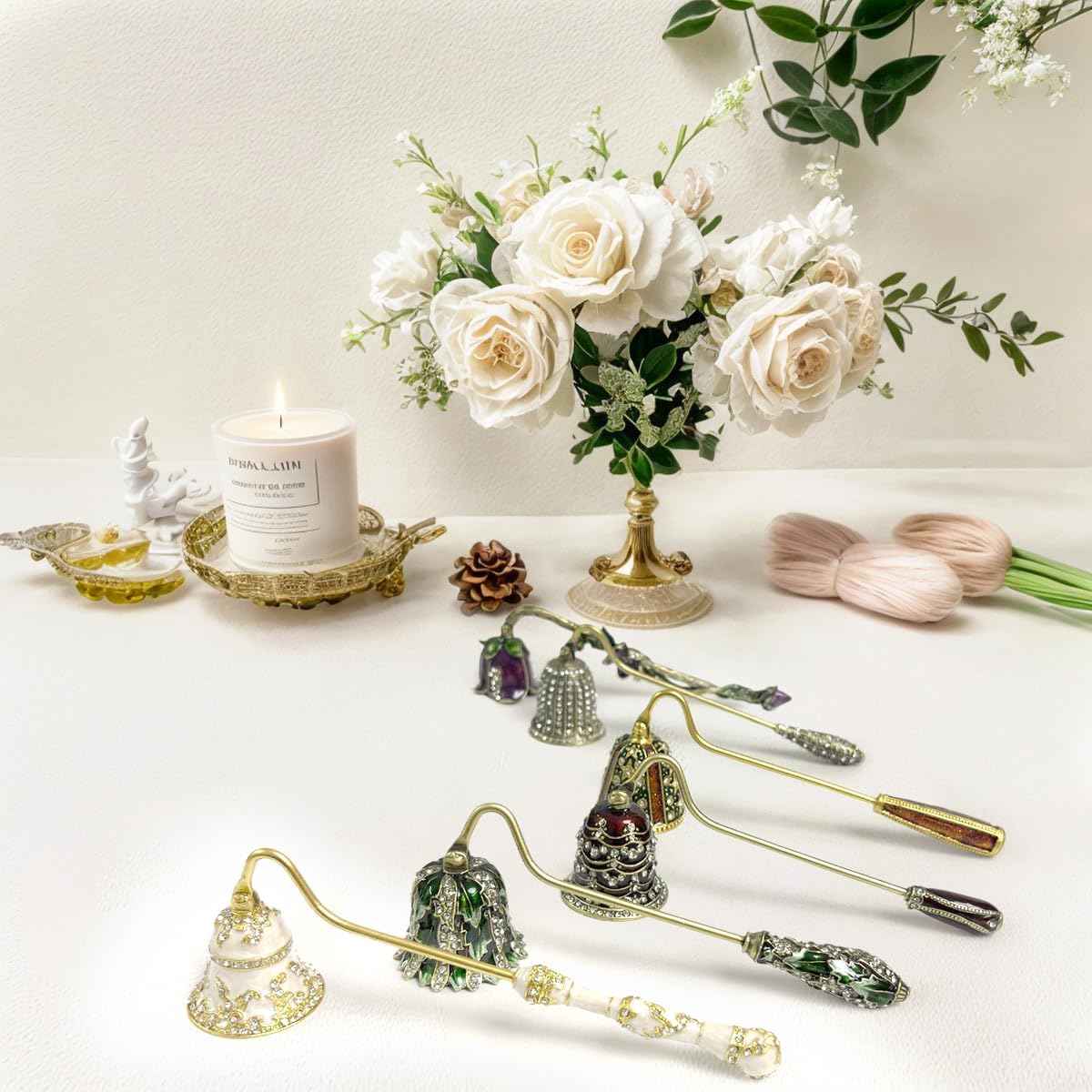 Earssa Candle Snuffer Green Vintage Metal Holder