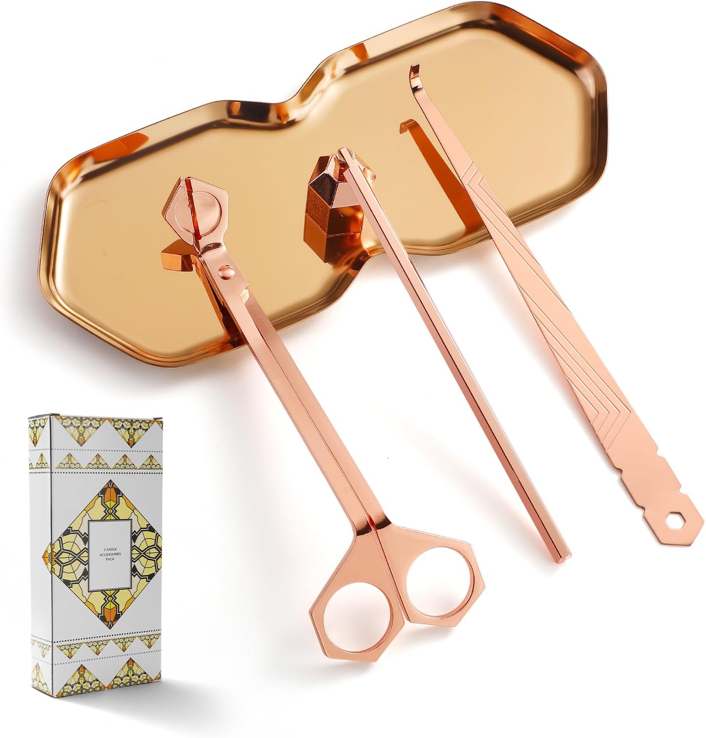 PATOISE 4 in 1 Candle Accessory Set with Rose Gold Finish