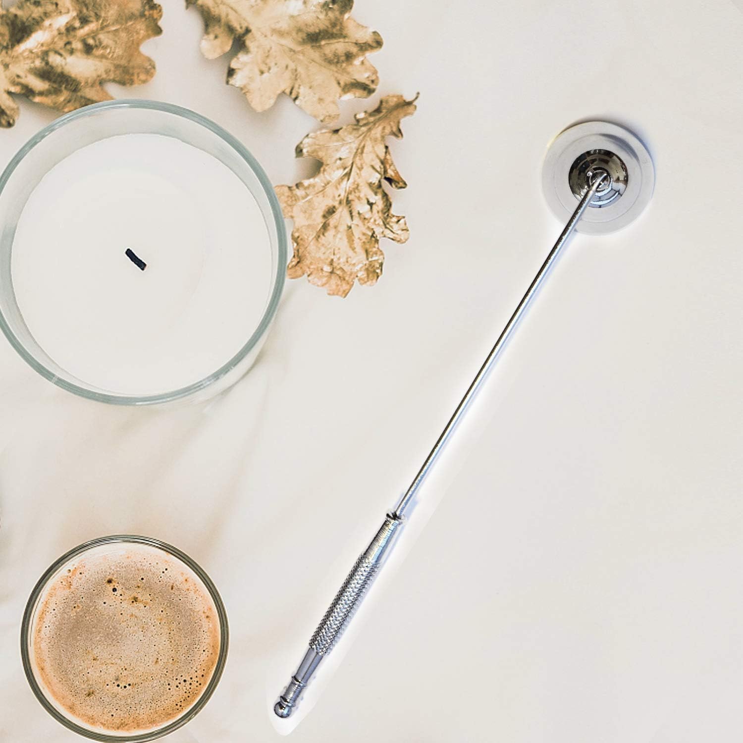 Premium Metal Candle Snuffer with Long Handle - Silver