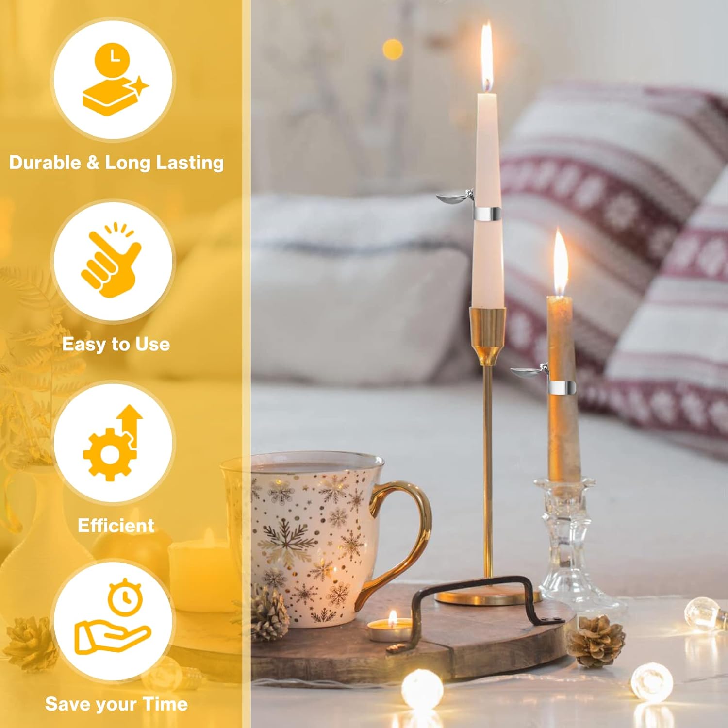 LILANGLI Automatic Candle Snuffer Set 8 Pcs Silver