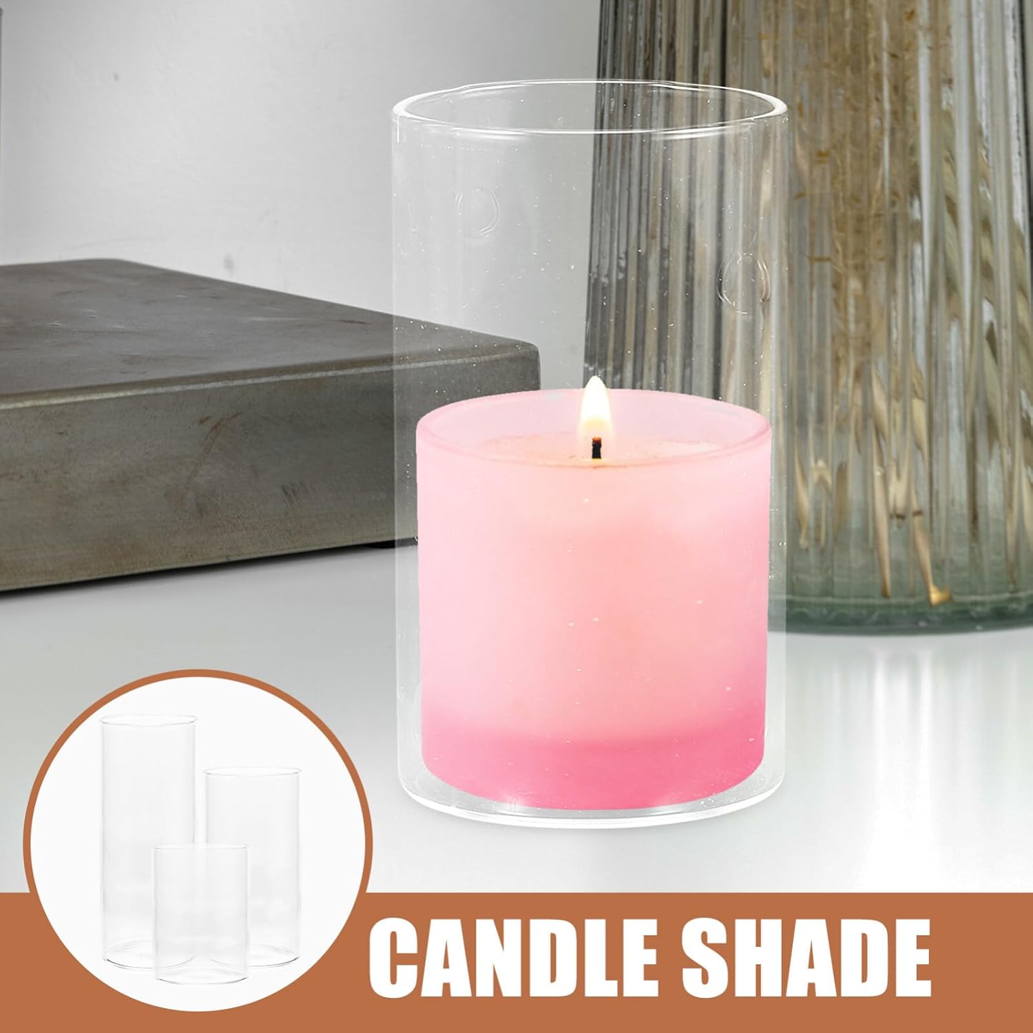 15PCS Clear Glass Candle Shade Holder Set
