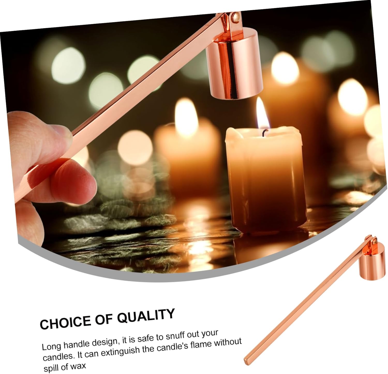 GOOHOCHY Candle Snuffer with Long Handle and Rose Gold Finish