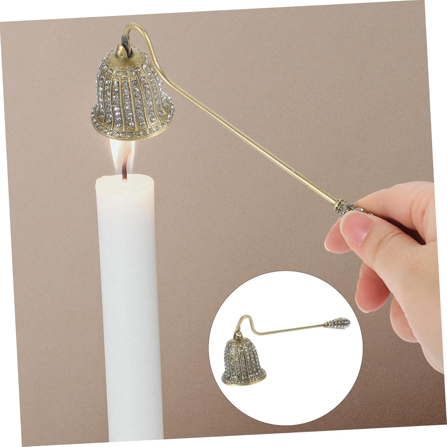 Vintage Rhinestone Candle Snuffer with Long Handle