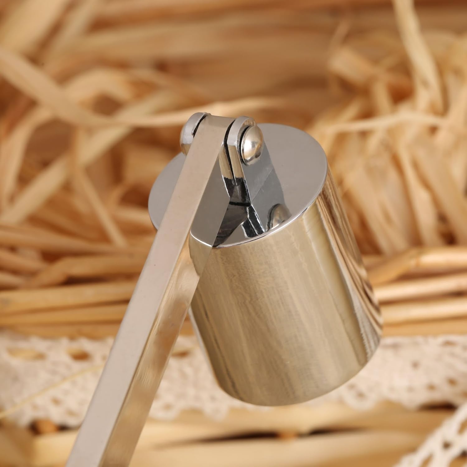 MUXSAM Candle Snuffer with Long Handle and Silver Finish