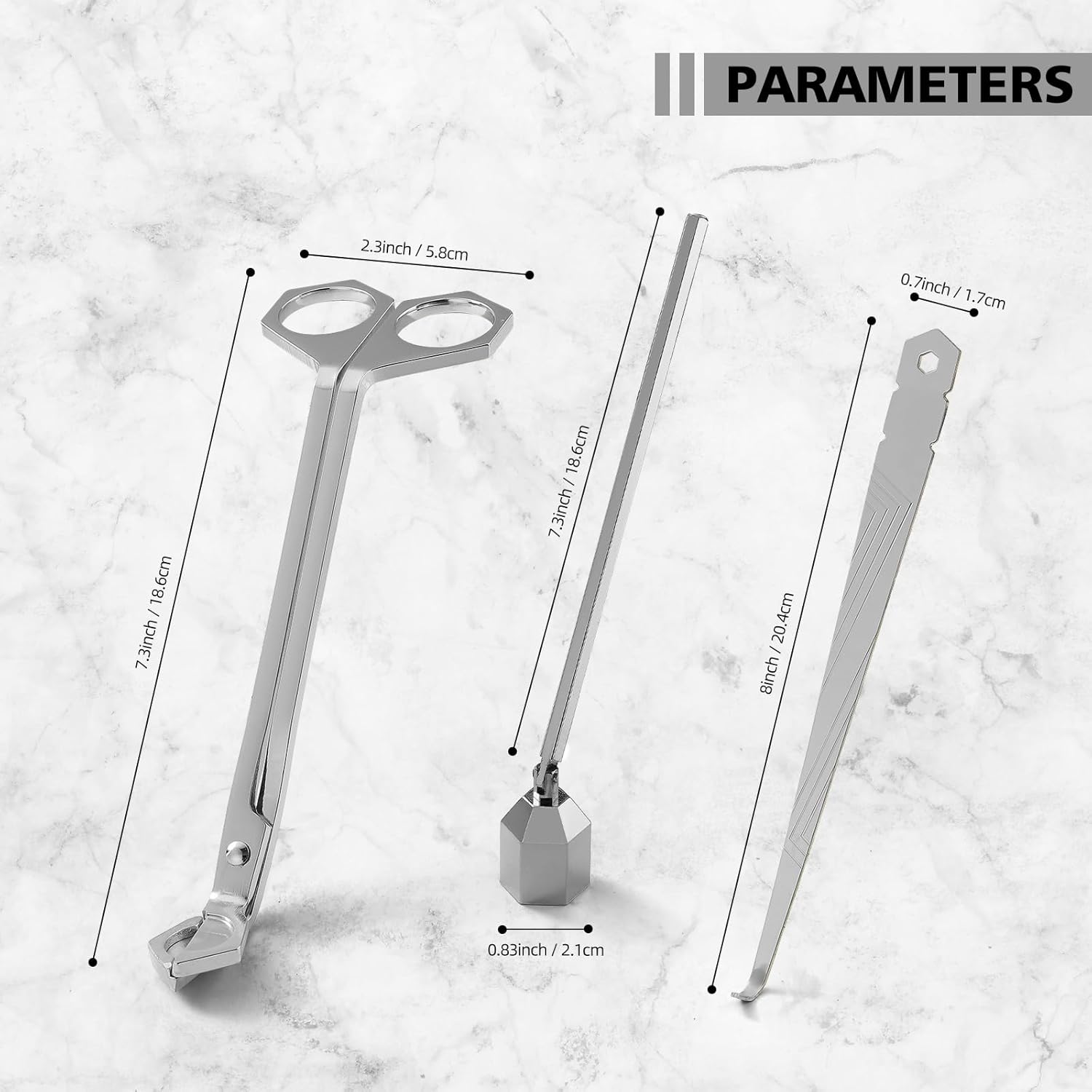 PATOISE 3-in-1 Candle Accessory Set - Silver