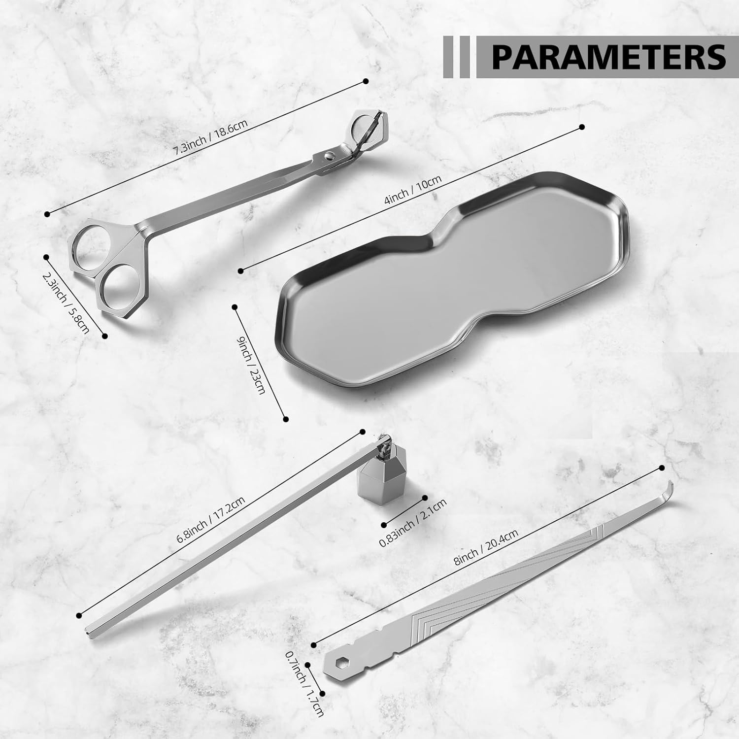 PATOISE 4 in 1 Candle Accessory Set Silver