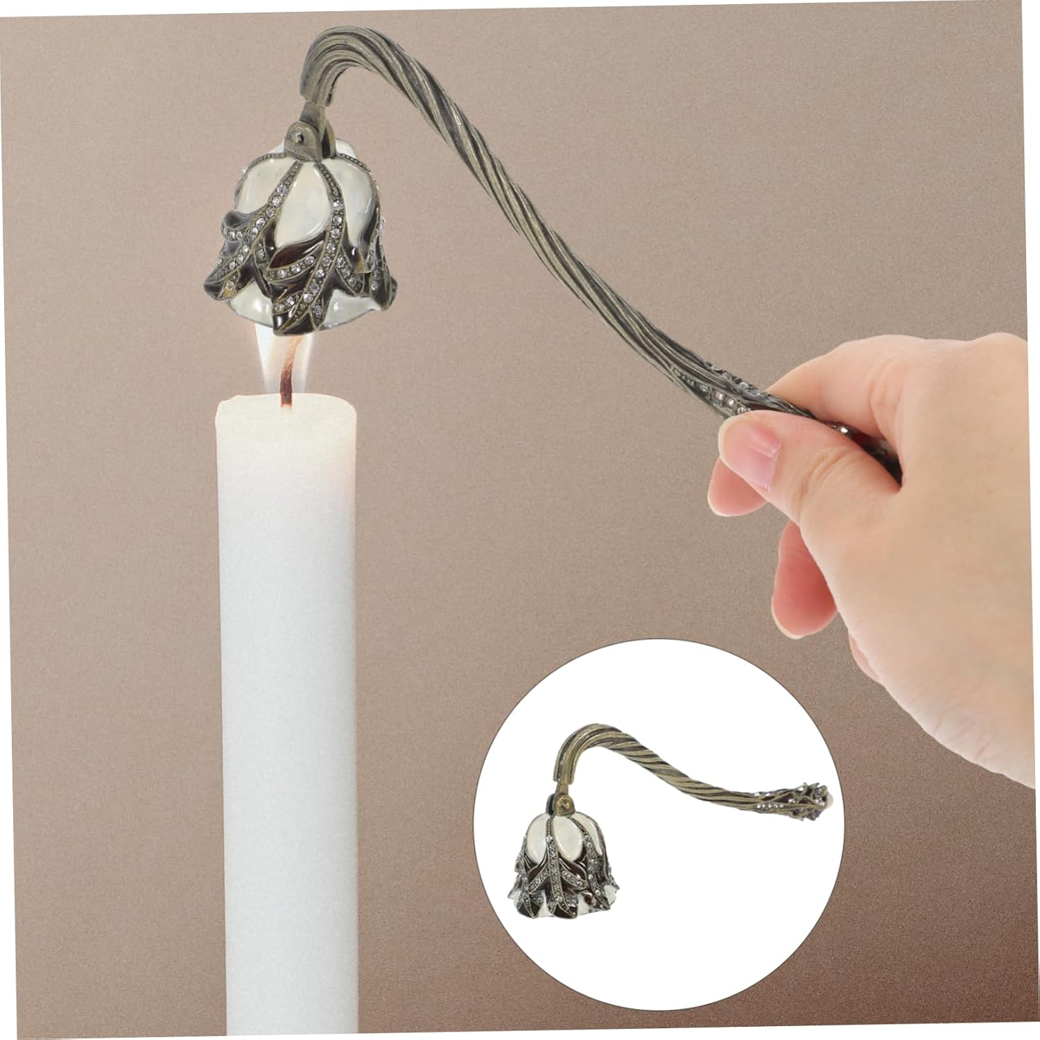 Retro Tulip Candle Snuffer with Rhinestone Design