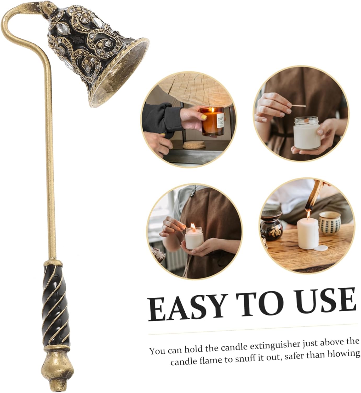 Zerodeko Flower Design Candle Snuffer with Long Handle