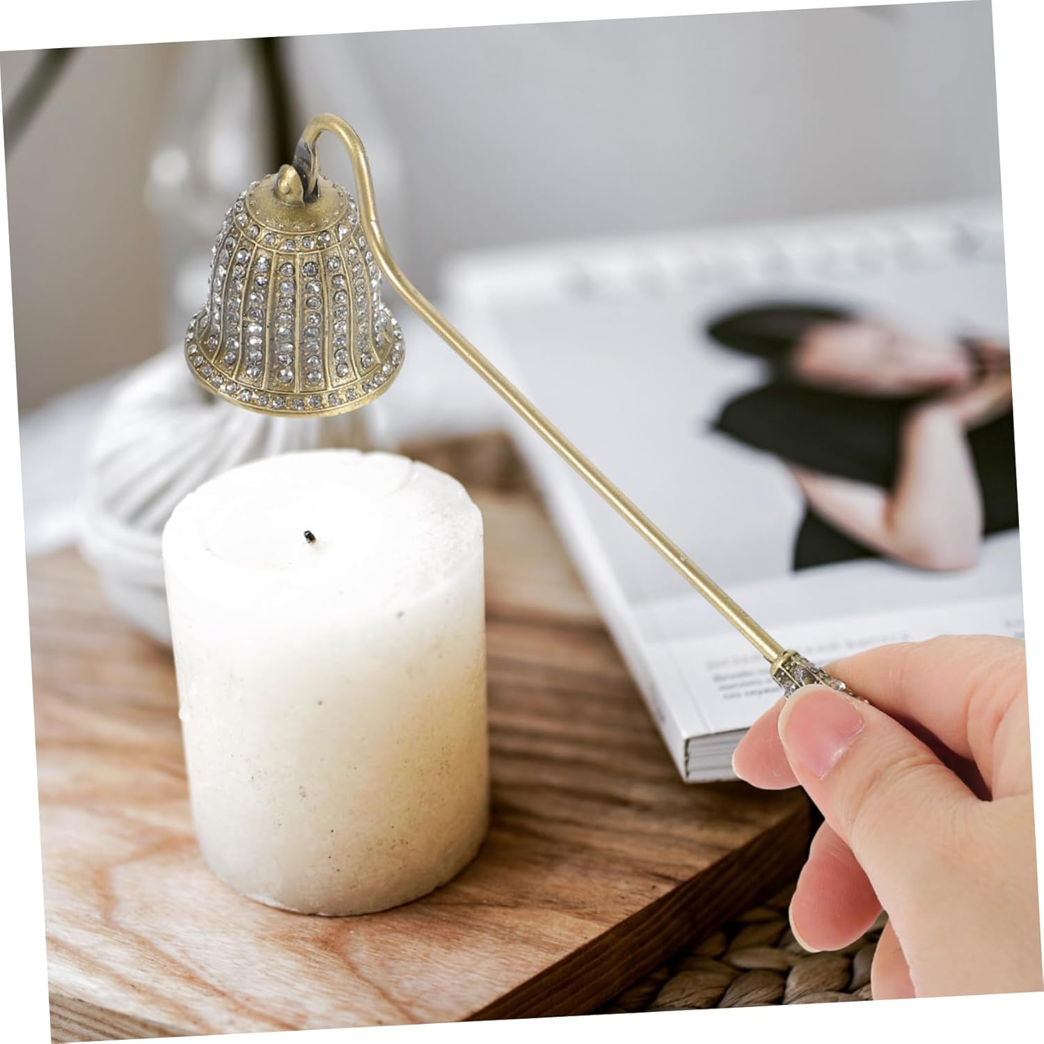 Happyyami Candle Snuffer with Rhinestones and Long Handle