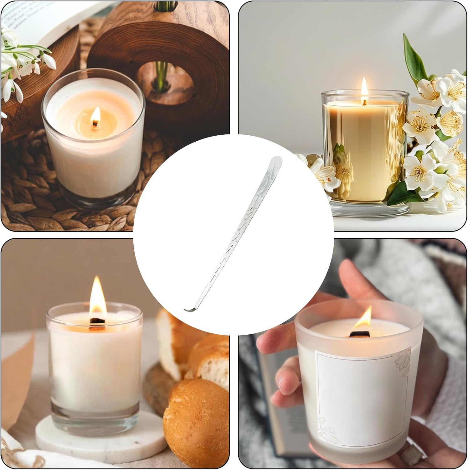 3 in 1 Candle Accessories Set with Snuffer Wick Trimmer and Hook