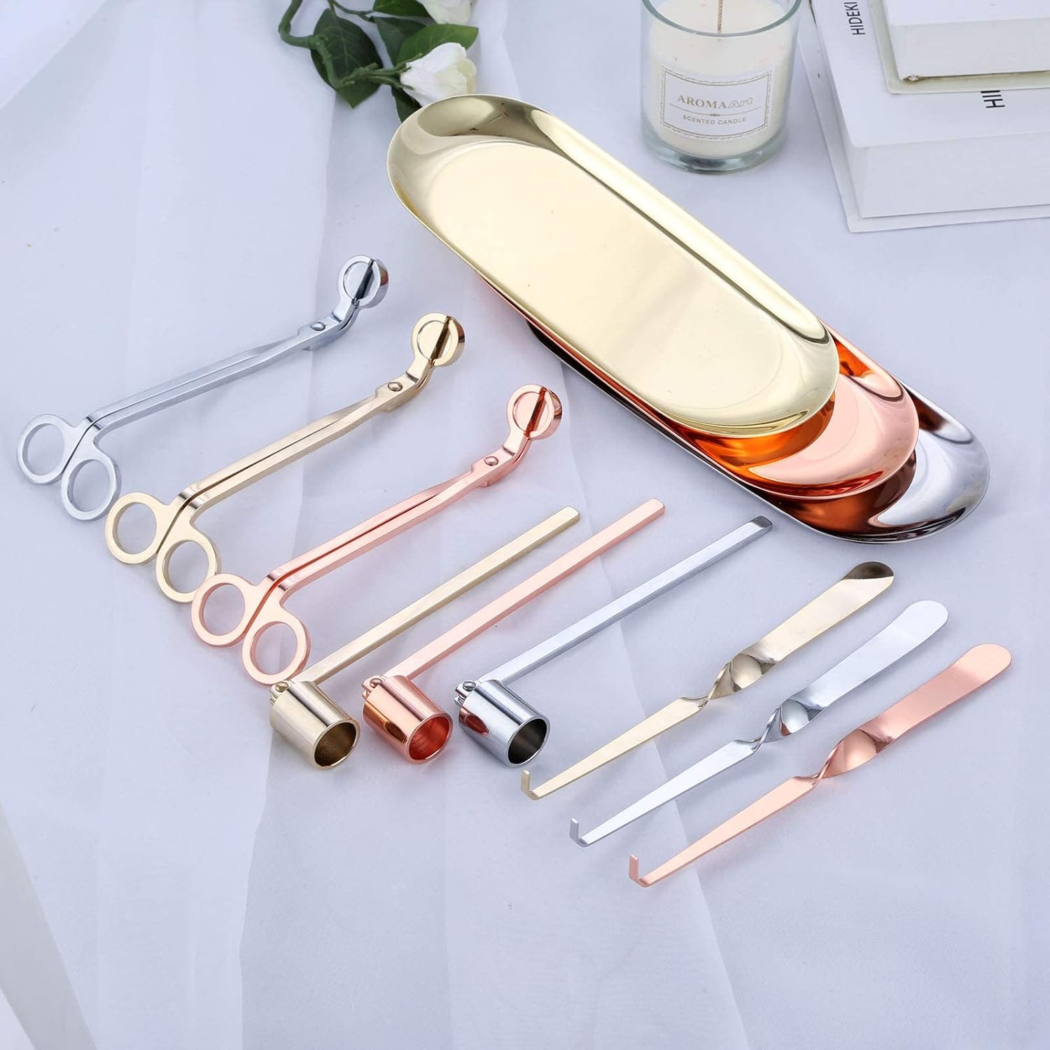 MUXSAM 4 in 1 Candle Accessory Set - Silver