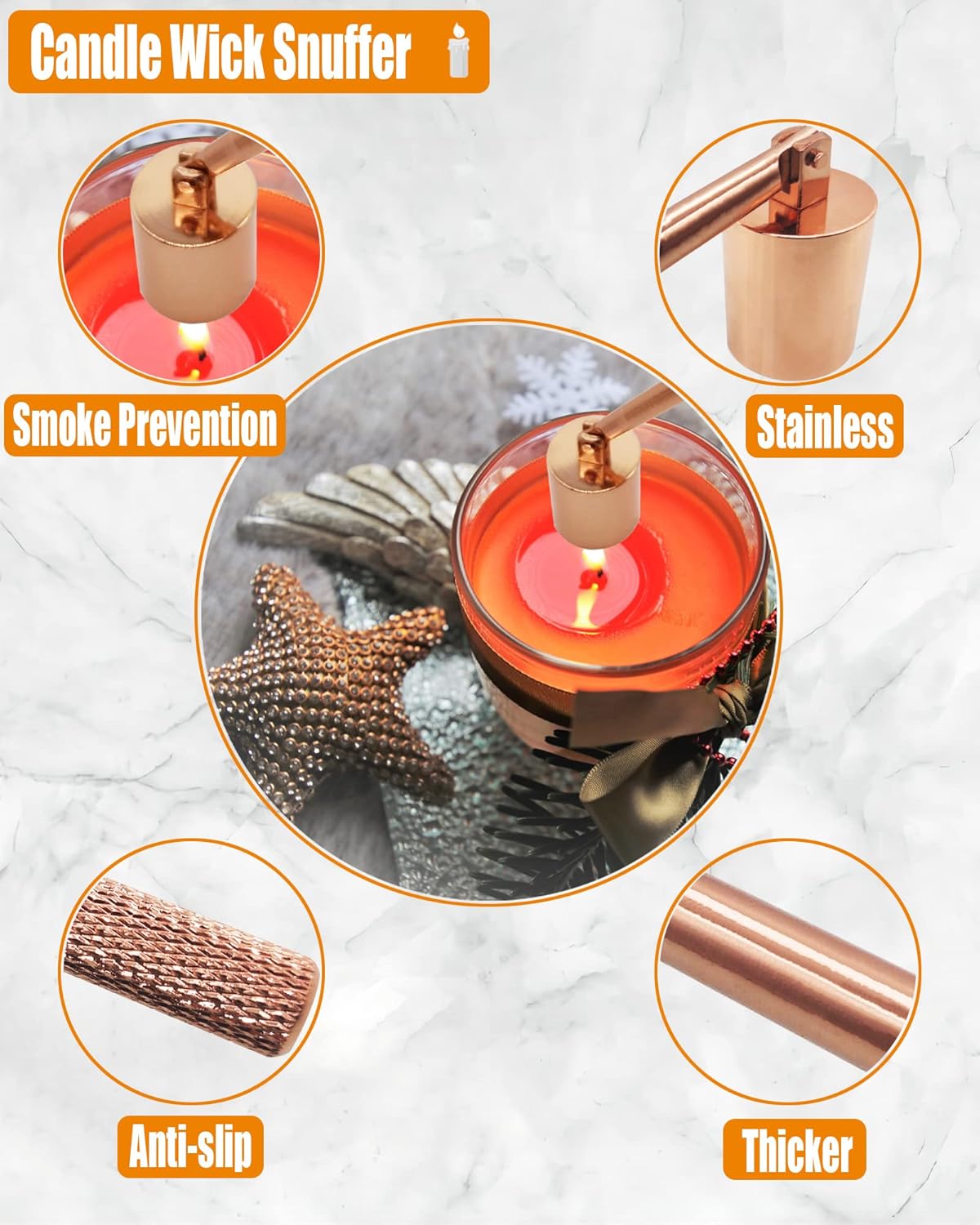 4 in 1 Candle Accessory Set with Storage Tray Rose Gold