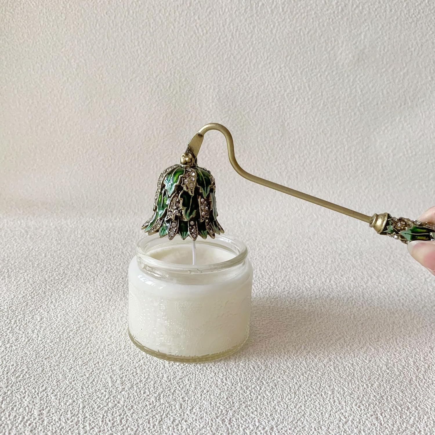 Green Leaf Candle Snuffer Metal Tool