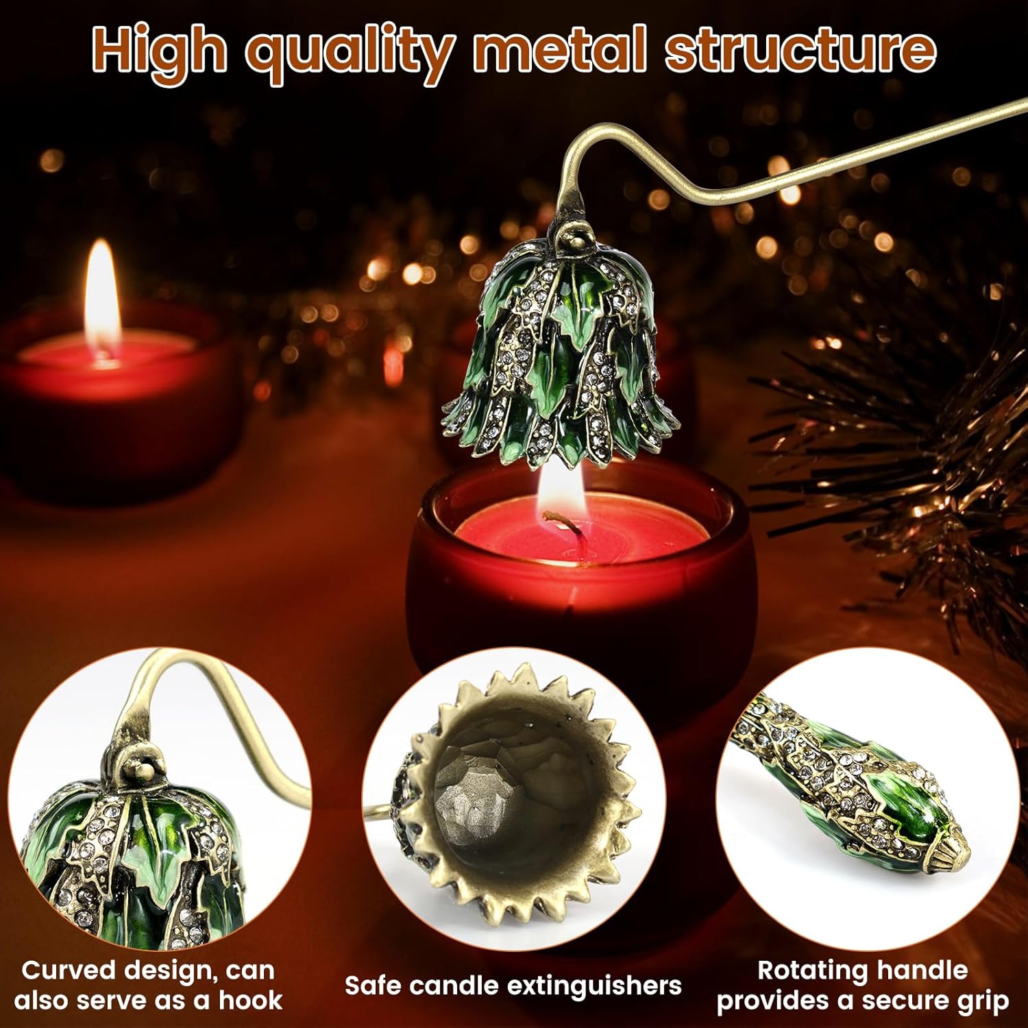 Elegant Green Candle Snuffer with Long Handle