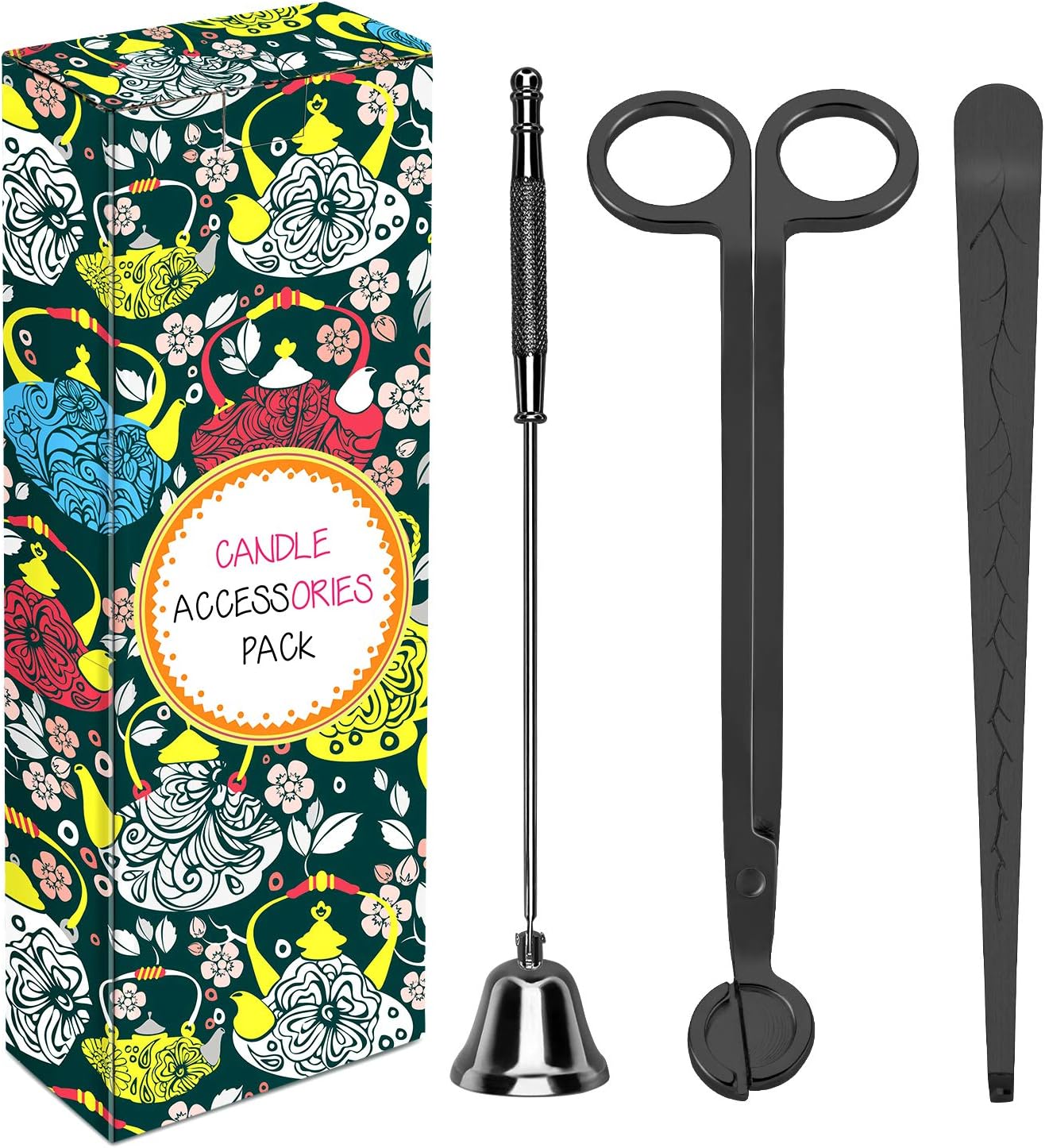 Dangshan 3 in 1 Candle Accessory Set - Wick Trimmer Snuffer Dipper Black