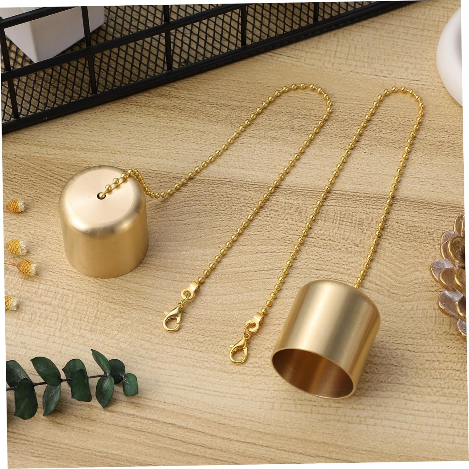 Happyyami 2pcs Brass Candle Snuffer Caps Fire Extinguisher Accessories