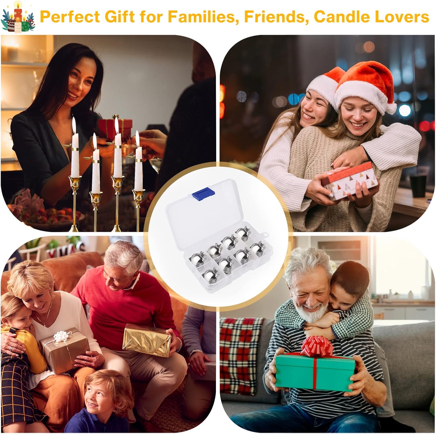 LILANGLI Automatic Candle Snuffer Set 8 Pcs Silver