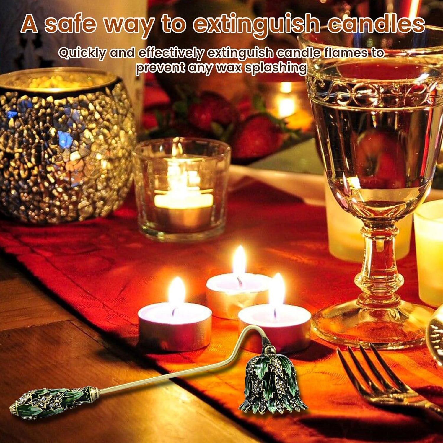 Elegant Green Candle Snuffer with Long Handle