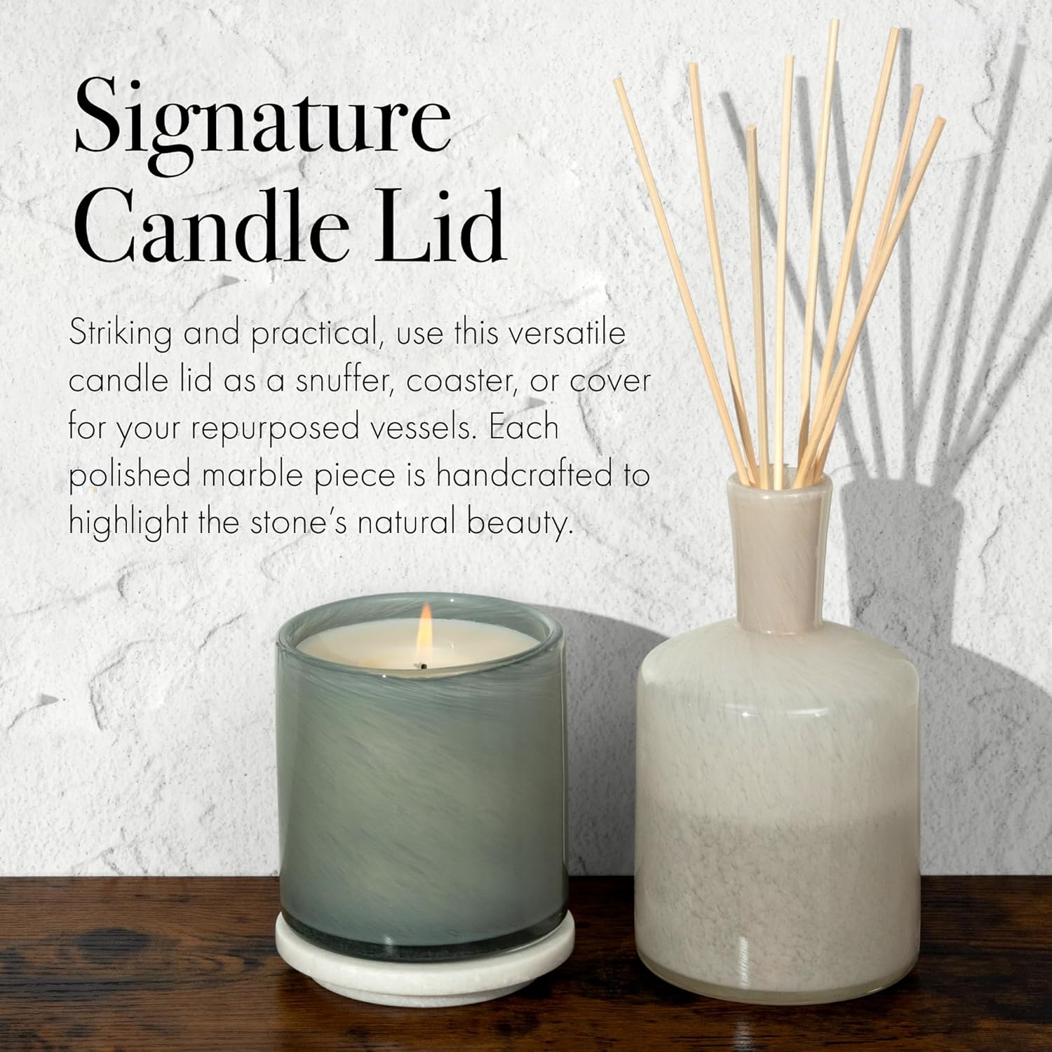 LAFCO New York Signature Candle Lid - White Polished Marble 1