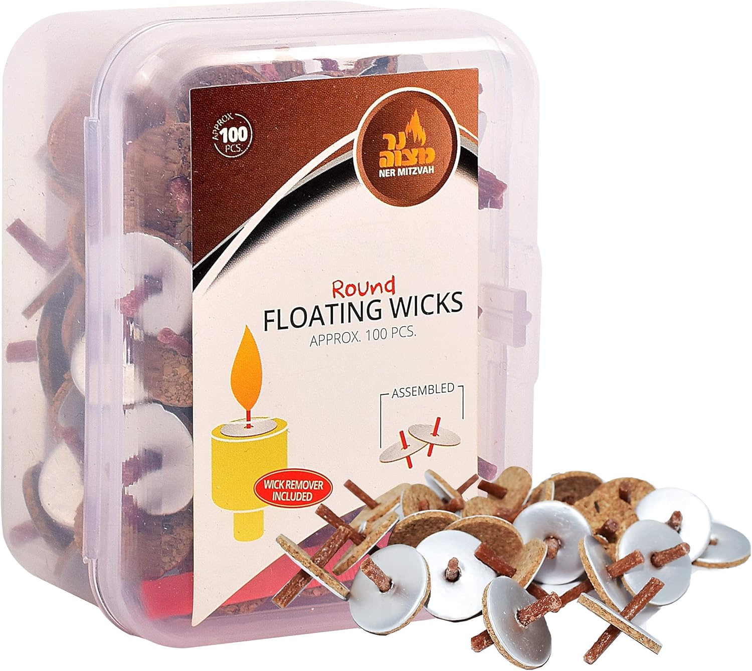 Ner Mitzvah Round Floating Wicks 100 Count