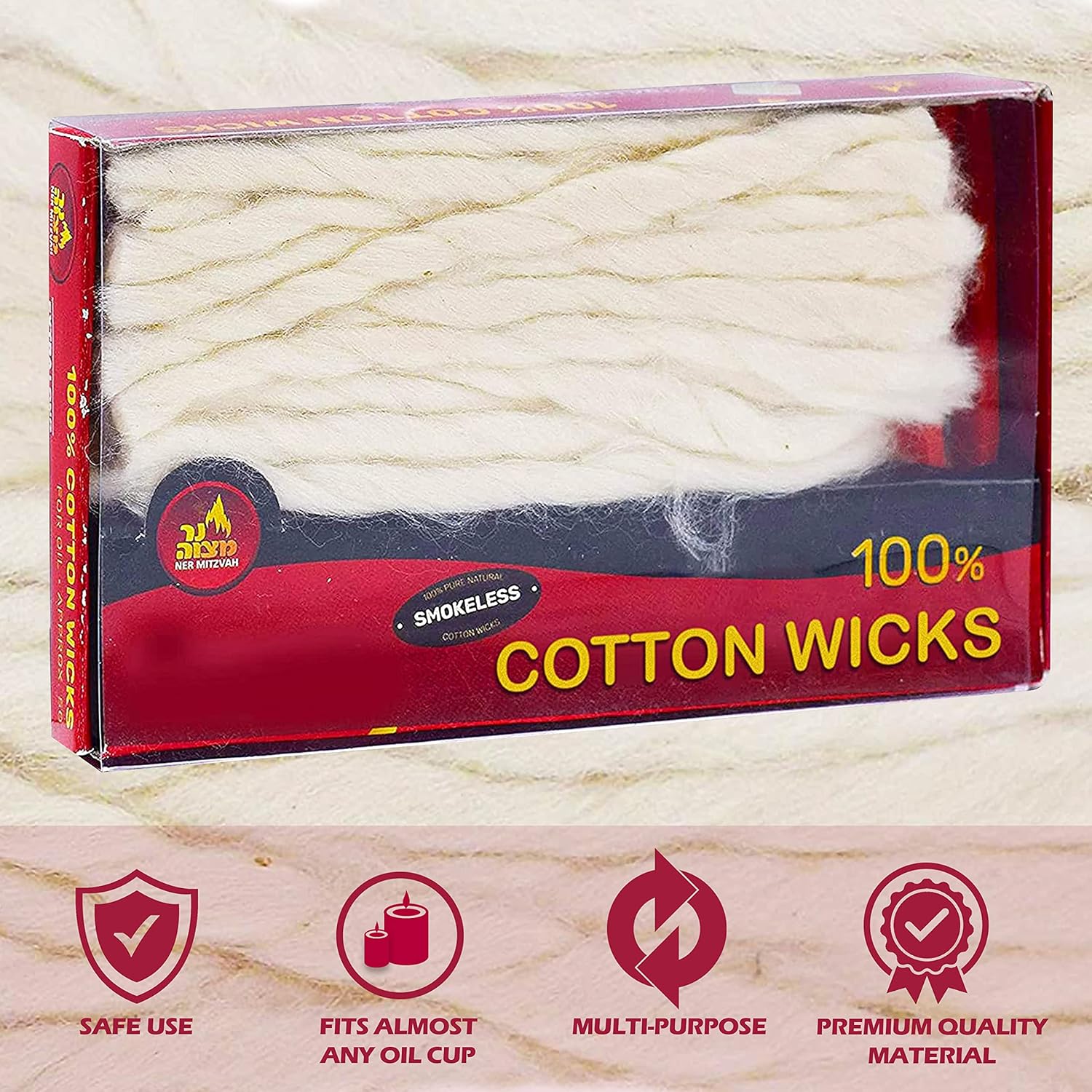 Ner Mitzvah Smokeless Cotton Wicks 50 Pack
